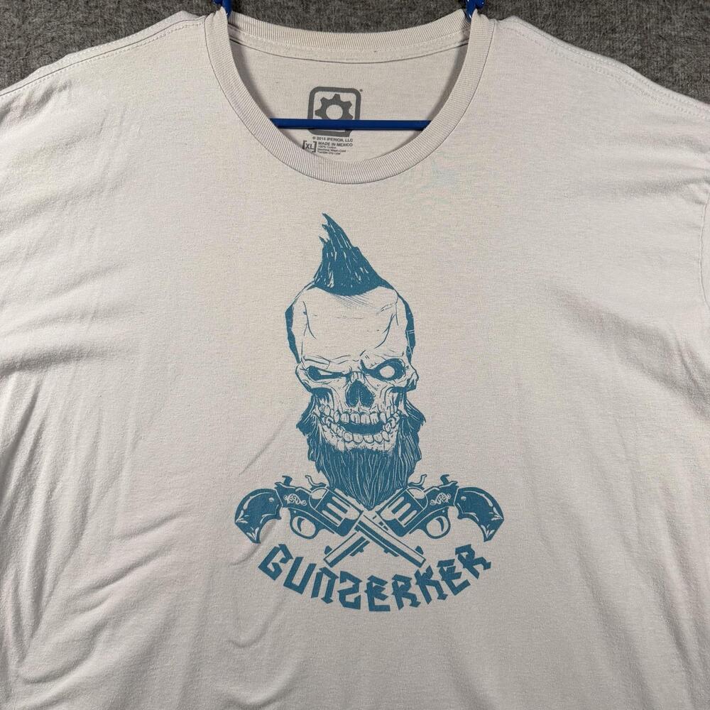 Borderlands Gunzerker Shirt Mens XL White Skull Guns Graphic Tee Video Game
